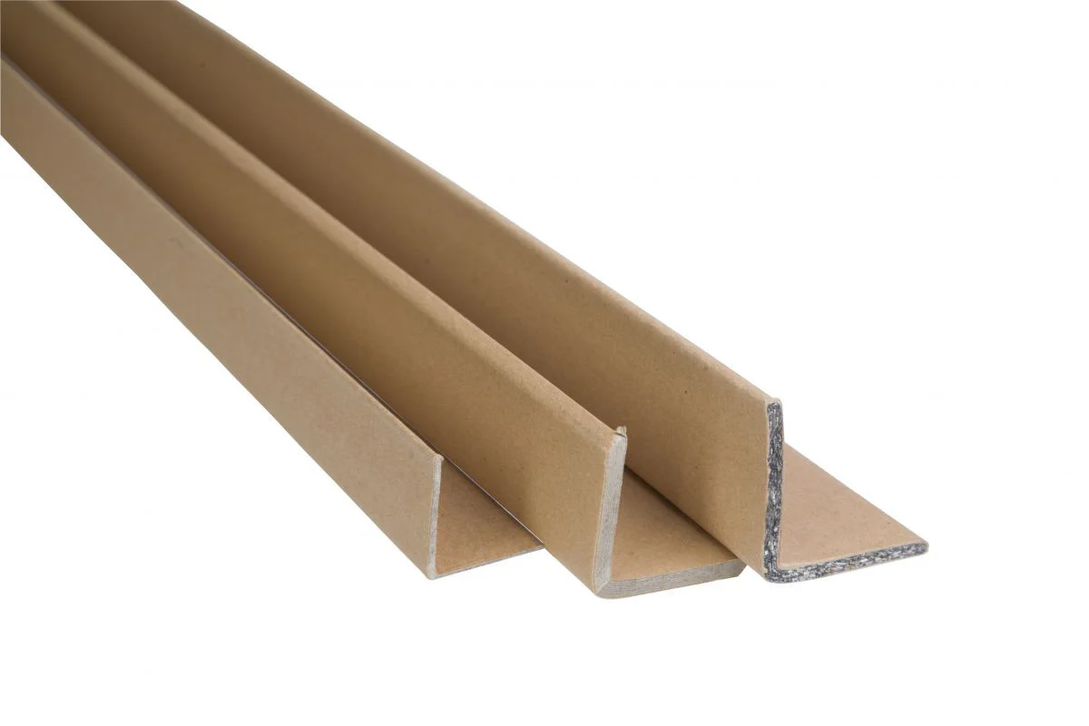 Cardboard corner boards protecting palletised load edges